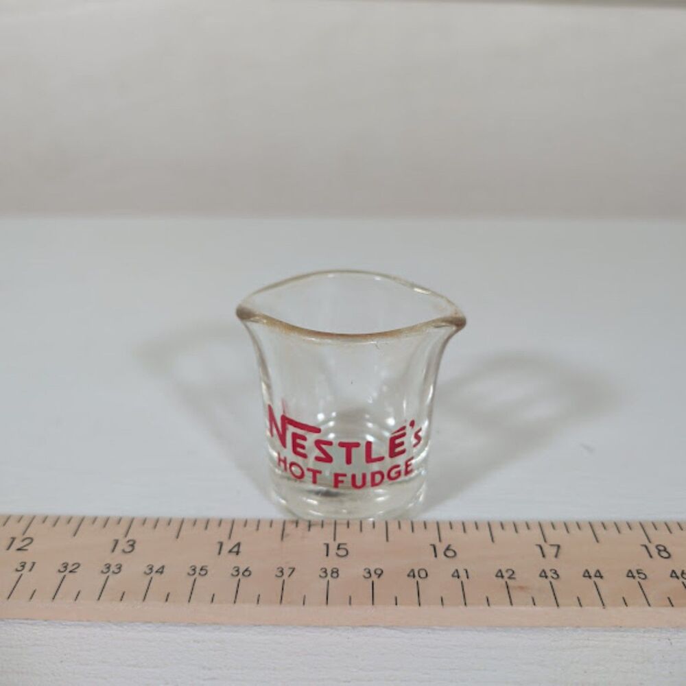 Vintage 1950s Nestle's Hot Fudge Glass Server Double Spout Hazel Atlas